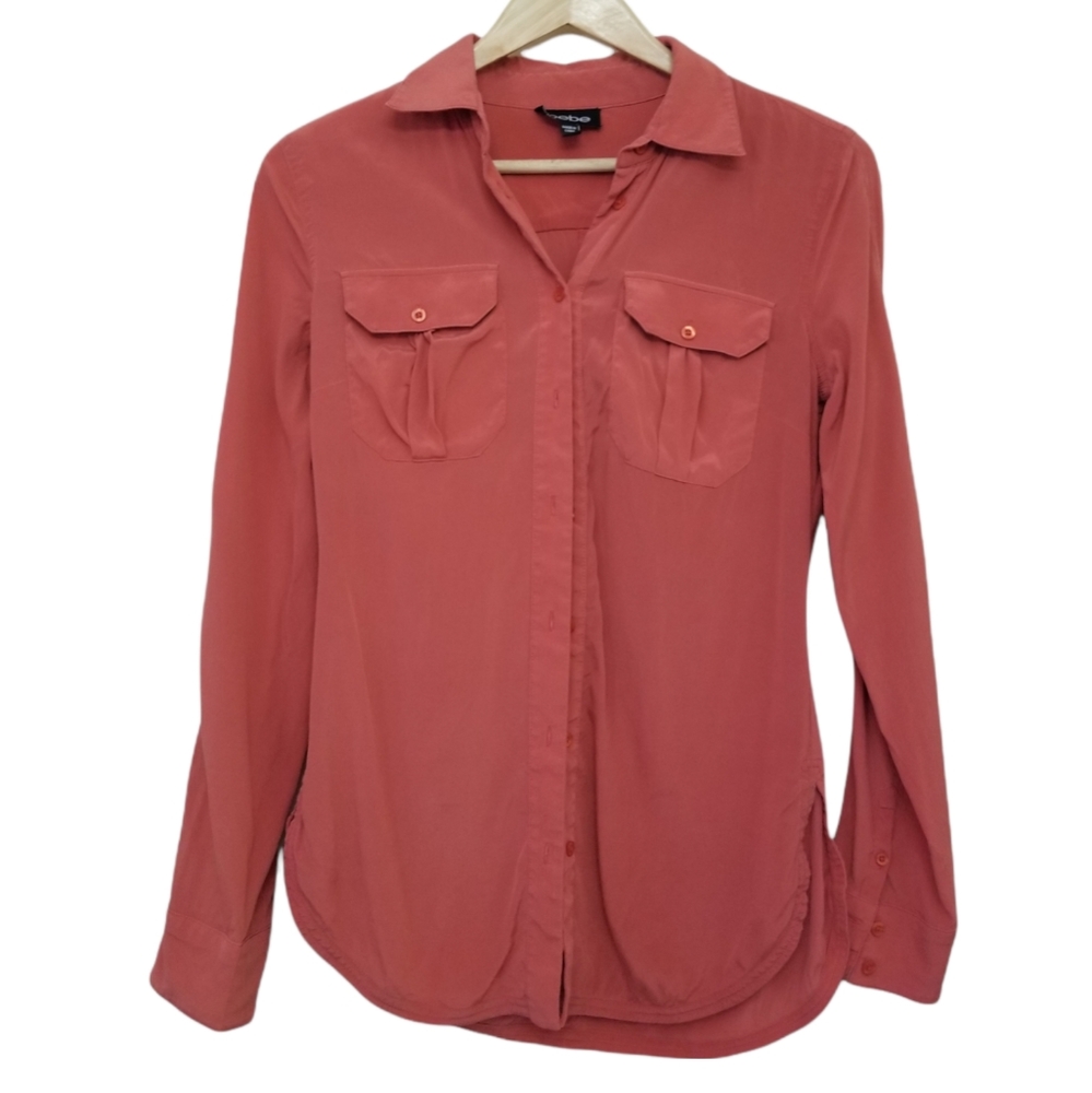 Bebe Button Down Long Sleeve Top Small